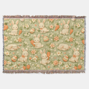 Cute Bunny & Carrot Cottage Patroon (2) Deken
