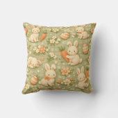Cute Bunny & Carrot Cottage Patroon (2) Kussen (Achterkant)