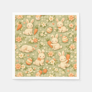 Cute Bunny & Carrot Cottage Patroon (2) Servet