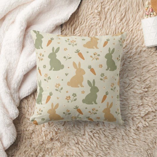 Cute Bunny & Carrot Cottage Patroon (4) Kussen (Deken)