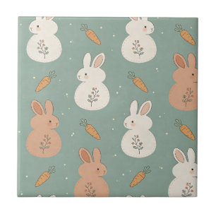 Cute Bunny & Carrot Cottage Patroon (5) Tegeltje