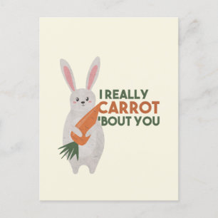 Cute Bunny Carrot Pun, ik verrot je echt. Briefkaart