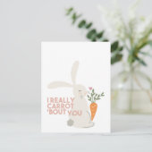 Cute Bunny Carrot Pun, ik verrot je echt. Briefkaart (Staand voorkant)
