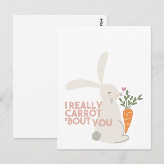 Cute Bunny Carrot Pun, ik verrot je echt. Briefkaart (Voorkant / Achterkant)