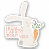 Cute Bunny Carrot Pun, ik verrot je echt. Sticker (Voorkant)