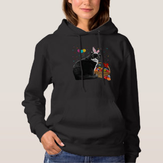 Cute Bunny Cat With Easter Egg Basket Happy Easter Hoodie