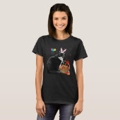 Cute Bunny Cat With Easter Egg Basket Happy Easter T-shirt (Voorkant volledig)