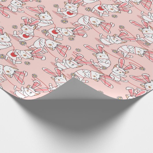 Cute Bunny Cats Cadeaupapier (Hoek)