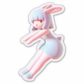 Cute bunny Cheer Flyer Catching Air Cheerleader Sticker (Voorkant)