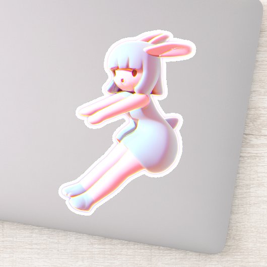 Cute bunny Cheer Flyer Catching Air Cheerleader Sticker (Detail)