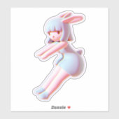 Cute bunny Cheer Flyer Catching Air Cheerleader Sticker (Vel)