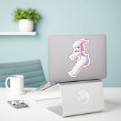 Cute bunny Cheer Flyer Catching Air Cheerleader Sticker (Laptop op bureau)