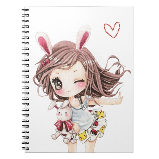 Cute bunny chibi notitieboek (Voorkant)