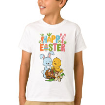 Cute Bunny & Chick "Gelukkig Pasen" Kids T-Shirt