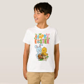 Cute Bunny & Chick "Happy Easter" Kids T-Shirt (Voorkant volledig)