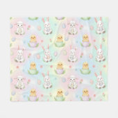 Cute Bunny Chick & Lamb Easter Pattern Fleece Deken (Voorkant (Horizontaal))