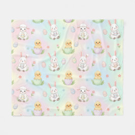 Cute Bunny Chick & Lamb Easter Pattern Fleece Deken