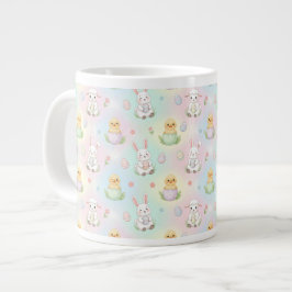 Cute Bunny Chick & Lamb Easter Pattern Grote Koffiekop