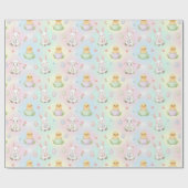Cute Bunny Chick & Lamb Easter Pattern Kids  Cadeaupapier (Vlak)