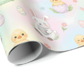Cute Bunny Chick & Lamb Easter Pattern Kids  Cadeaupapier (Rol Hoek)