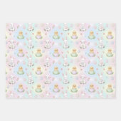 Cute Bunny Chick & Lamb Easter Pattern Kids  Inpakpapier Vel (Voorkant 2)