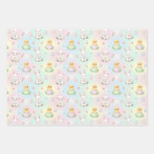 Cute Bunny Chick & Lamb Easter Pattern Kids  Inpakpapier Vel (Voorkant)