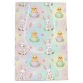 Cute Bunny Chick & Lamb Easter Pattern Kids  Medium Cadeauzakje (Voorkant)