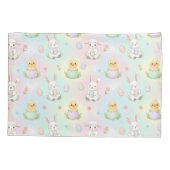 Cute Bunny Chick & Lamb Easter Pattern Kussensloop (Achterkant)