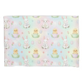 Cute Bunny Chick & Lamb Easter Pattern Kussensloop (Voorkant)
