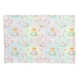 Cute Bunny Chick & Lamb Easter Pattern Kussensloop