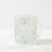 Cute Bunny Chick & Lamb Easter Pattern Matglas Koffiemok (Voorkant rechts)