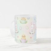 Cute Bunny Chick & Lamb Easter Pattern Matglas Koffiemok (Voorkant links)