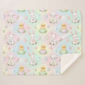 Cute Bunny Chick & Lamb Easter Pattern Sherpa Deken (Voorkant (horizontaal))