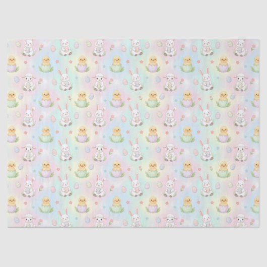Cute Bunny Chick & Lamb Easter Pattern Tissuepapier (Voorkant)