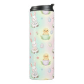 Cute Bunny Chick & Lamb Pasenpatroon Kinderen Thermosbeker (Gedraaid links)