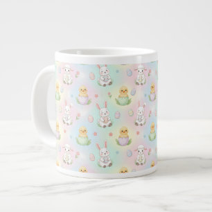 Cute Bunny Chick & Lammetjes Pasen Patroon Grote Koffiekop