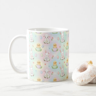 Cute Bunny Chick & Lammetjes Pasen Patroon Koffiemok
