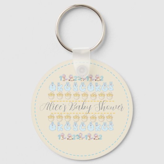 Cute Bunny Chicken Bear pastel  Sleutelhanger (Voorkant)