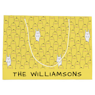 Cute Bunny Chicks Yellow Easter Groot Cadeauzakje