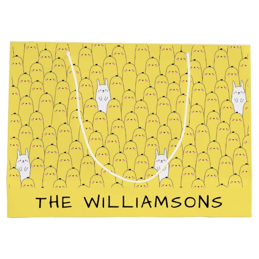 Cute Bunny Chicks Yellow Easter Groot Cadeauzakje (Achterkant)