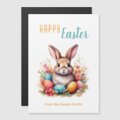 Cute Bunny Colorful Eggs Flowers Happy Easter (Voorkant / Achterkant)