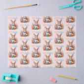 Cute Bunny Colorful Eggs Flowers Happy Easter Tissuepapier (Craft)