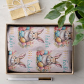 Cute Bunny Colorful Eggs Flowers Happy Easter Tissuepapier (Geschenk)