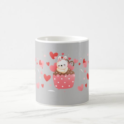 Cute bunny cupcake harten koffiemok (Center)