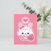 Cute Bunny Cupcake Monogram Briefkaart (Staand voorkant)