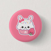 Cute Bunny Cupcake Monogram Ronde Button 3,2 Cm (Voorkant)