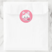 Cute Bunny Cupcake Monogram Ronde Sticker (Tas)