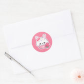 Cute Bunny Cupcake Monogram Ronde Sticker (Envelop)
