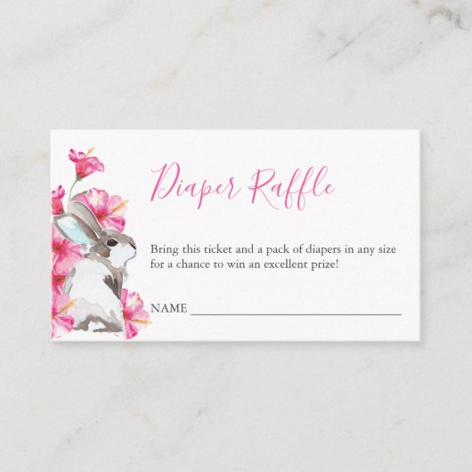 Cute Bunny Diaper Raffle Invitation Enclosure Informatiekaartje (Voorkant)