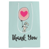 Cute Bunny die een ballon houdt met hart Dank je Medium Cadeauzakje (Achterkant)